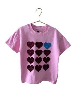 Cotton On Kids Girls Pink Reversible Sequin Heart T-Shirt Size 6